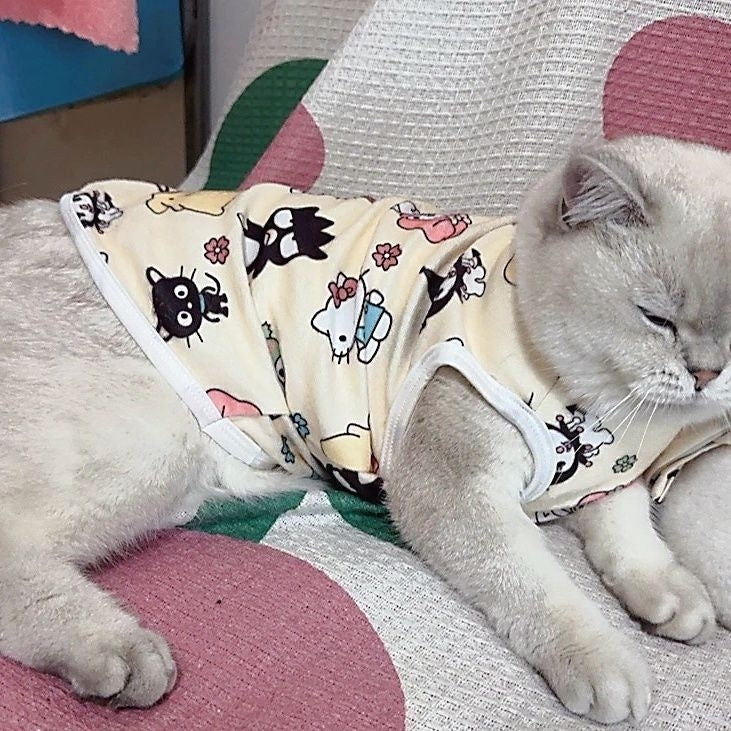 Cat Clothes Spring Summer New Small Pet Dog Clothes Puppy Special Cute Cartoon Anti-Shedding Vest Anti-Hair Loss