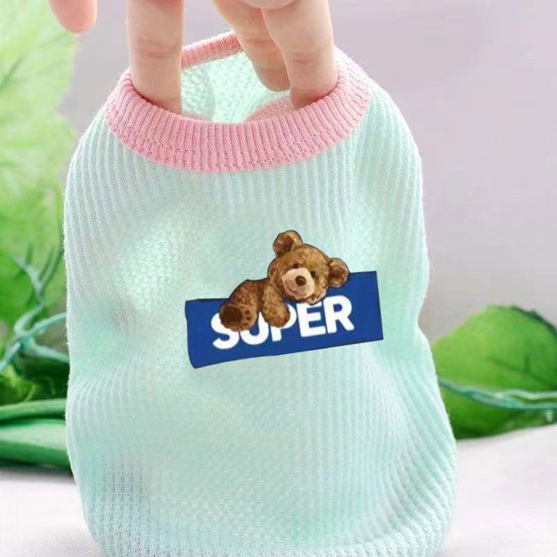 Cute Bear Spring and Autumn Thin Style Sleeveless Vest Dog Clothes for Teddy Bichon Pet Yorkshire Schnauzer