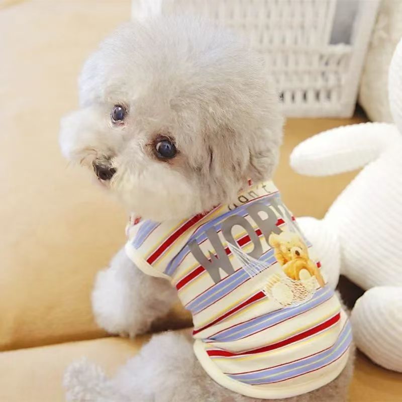 Pet Cat Bichon Small Dog Teddy Dog Clothes Indoor Vest Striped Clothes Cheap Clearance