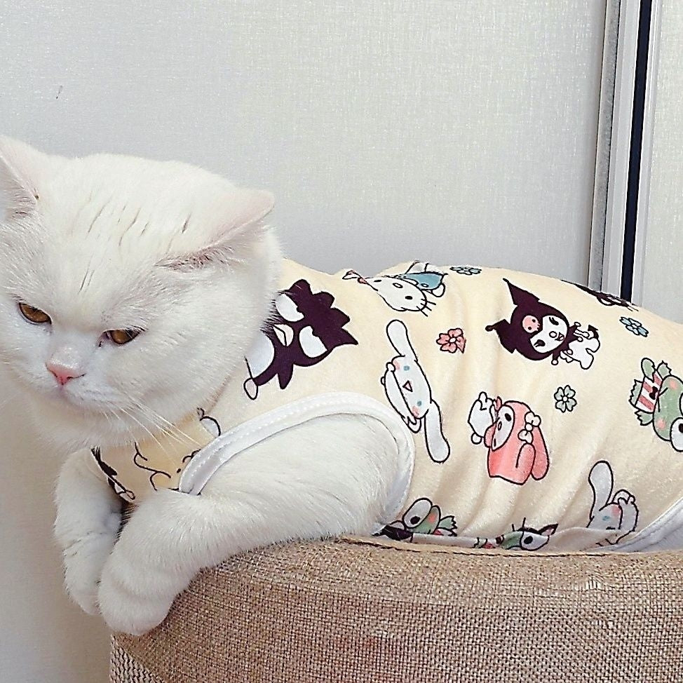 Cat Clothes Spring Summer New Small Pet Dog Clothes Puppy Special Cute Cartoon Anti-Shedding Vest Anti-Hair Loss