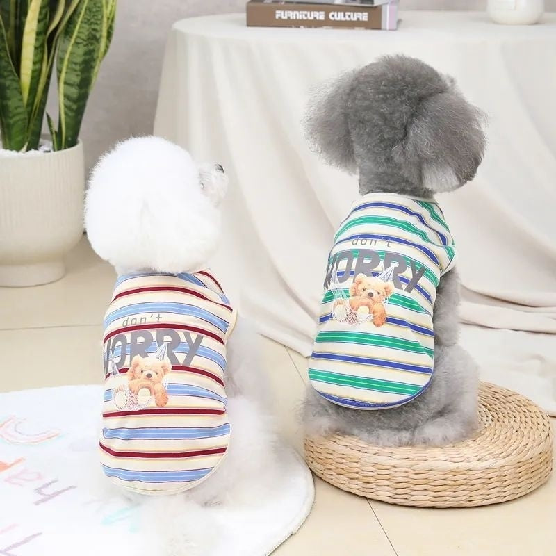Pet Cat Bichon Small Dog Teddy Dog Clothes Indoor Vest Striped Clothes Cheap Clearance