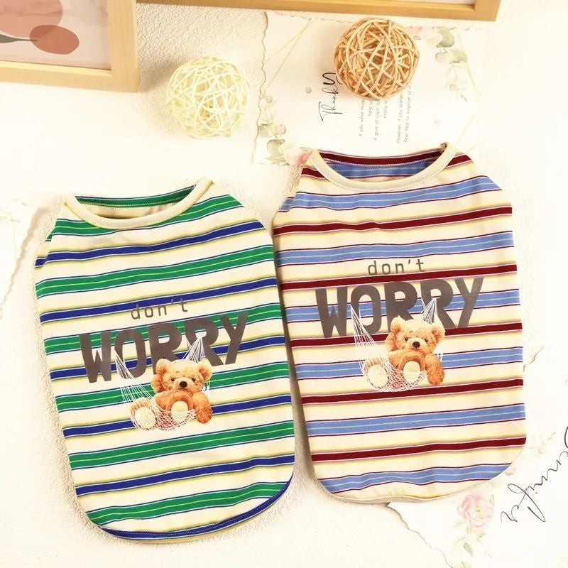Pet Cat Bichon Small Dog Teddy Dog Clothes Indoor Vest Striped Clothes Cheap Clearance