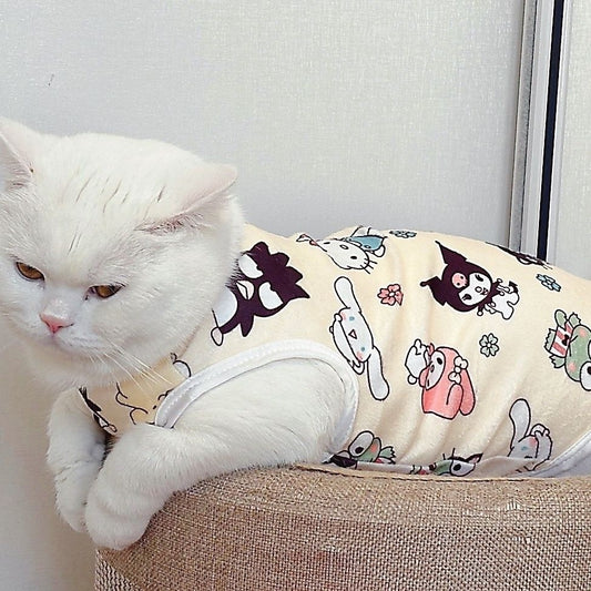 Cat Clothes Spring Summer New Small Pet Dog Clothes Puppy Special Cute Cartoon Anti-Shedding Vest Anti-Hair Loss