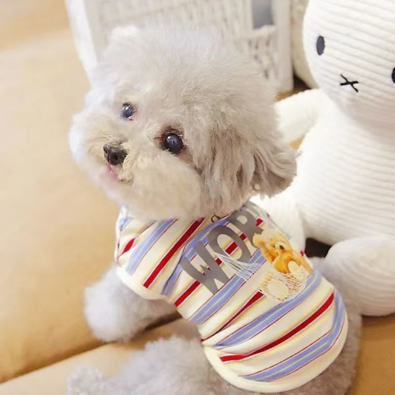 Pet Cat Bichon Small Dog Teddy Dog Clothes Indoor Vest Striped Clothes Cheap Clearance