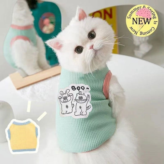 Summer Pet Clothes for Dogs Teddy Bichon Maltese Yorkshire Cats Thin Cute Anti-Shedding