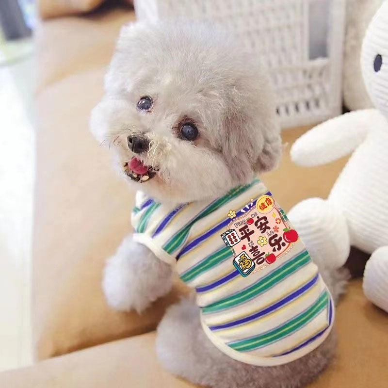 Spring and Summer Pet Cat Clothes Dog Teddy Bichon Maltese Yorkshire Summer Pet Thin Cute Anti-Lint