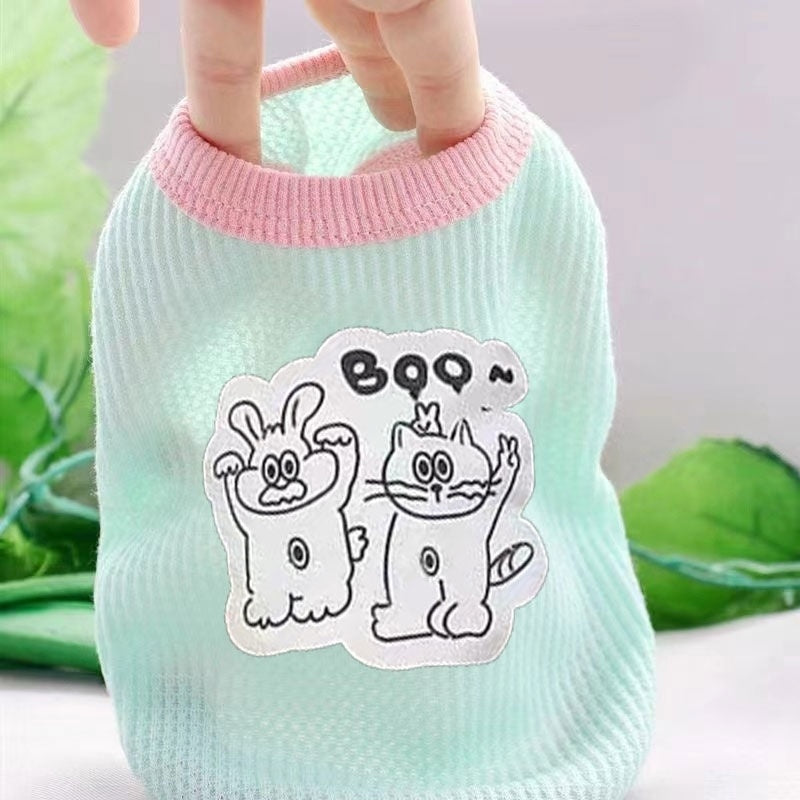 Summer Pet Clothes for Dogs Teddy Bichon Maltese Yorkshire Cats Thin Cute Anti-Shedding