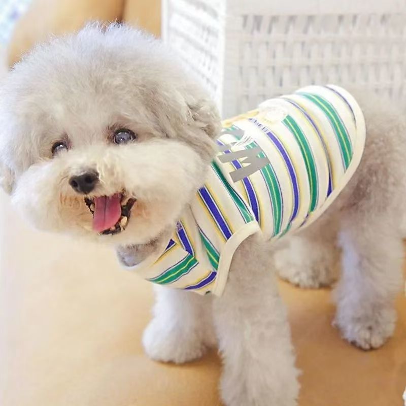 Pet Cat Bichon Small Dog Teddy Dog Clothes Indoor Vest Striped Clothes Cheap Clearance