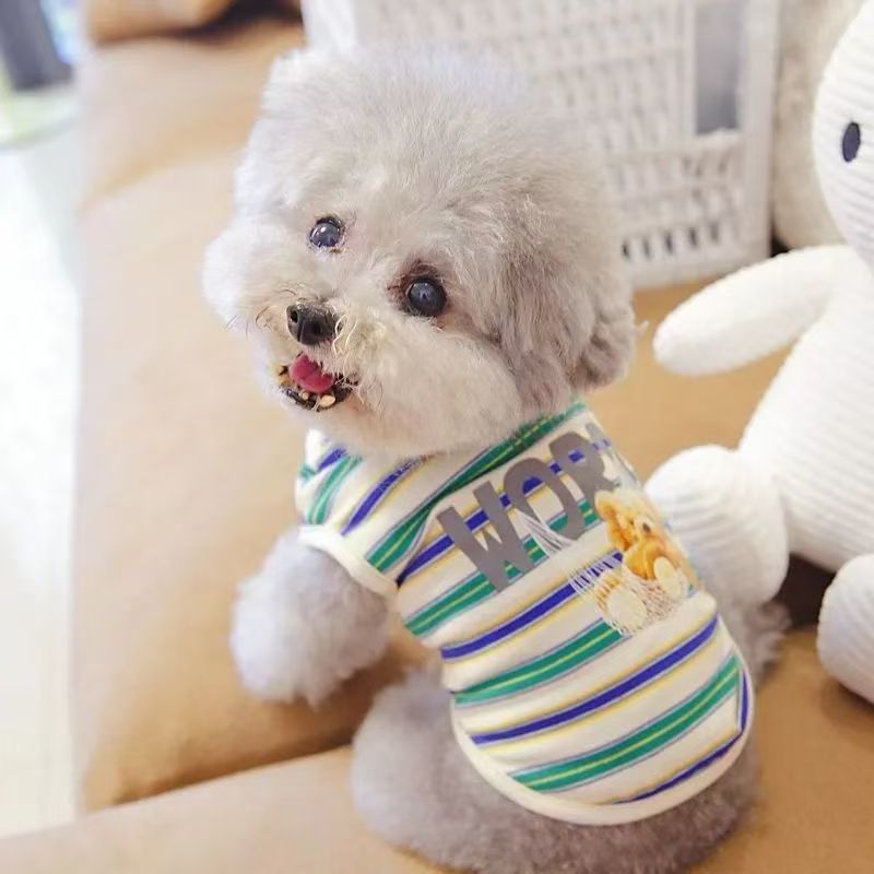 Pet Cat Bichon Small Dog Teddy Dog Clothes Indoor Vest Striped Clothes Cheap Clearance
